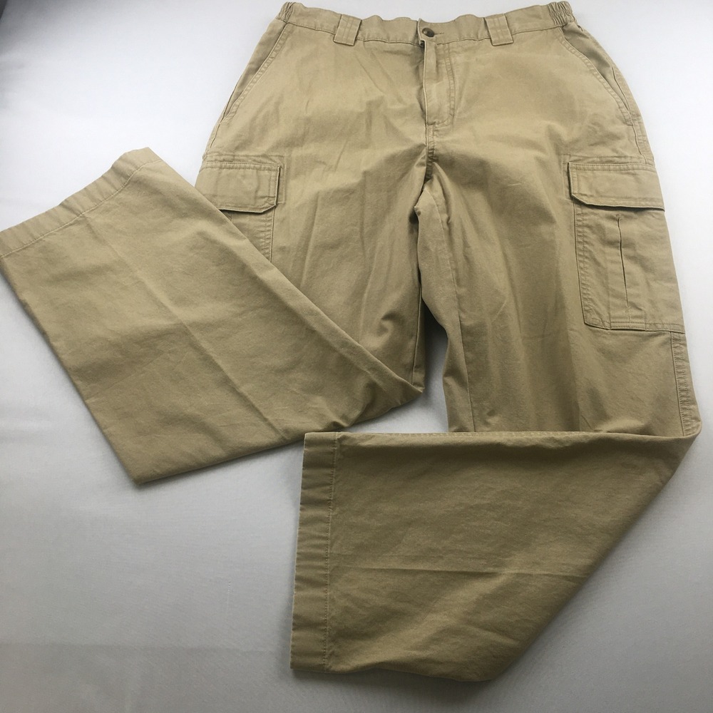 L.L.Bean Cargo Pants Men 34x29 Khaki Tan Comfort Waist Straight Leg Cotton